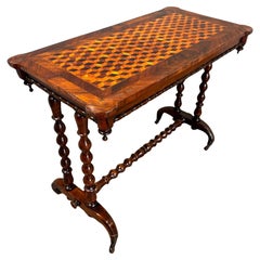 Victorian Bobbin Stretcher Table Parquetry Inlay 1890