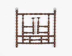 Victorian Bobbin-Turned Walnut Adjustable Coat Rack, England, Early 1900