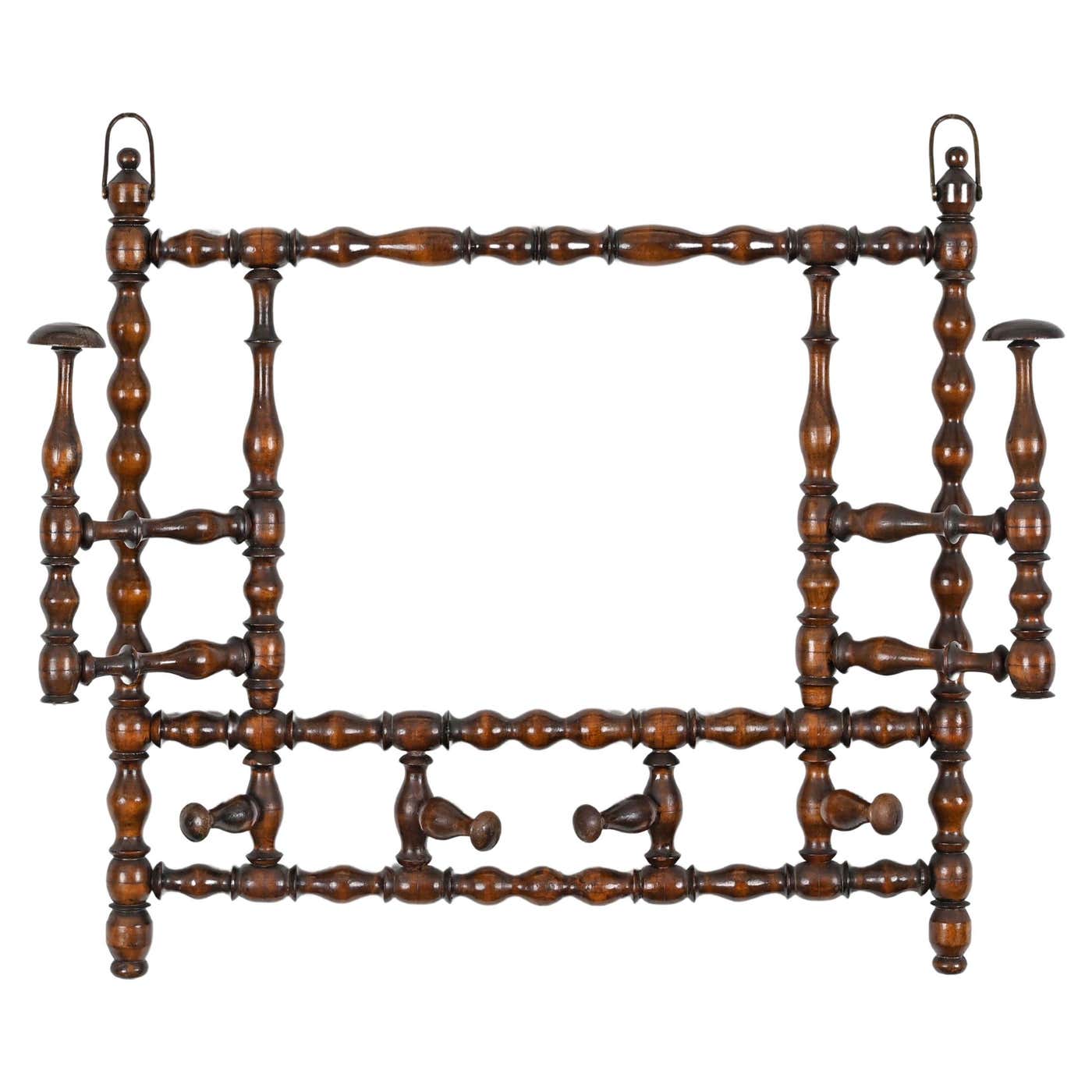 Victorian Rack Victorian Bobbin-Turned Walnut Adjustable Coat Rack, England, Early ...
