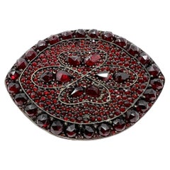 Victorian Bohemian Garnet Antique Clover Brooch
