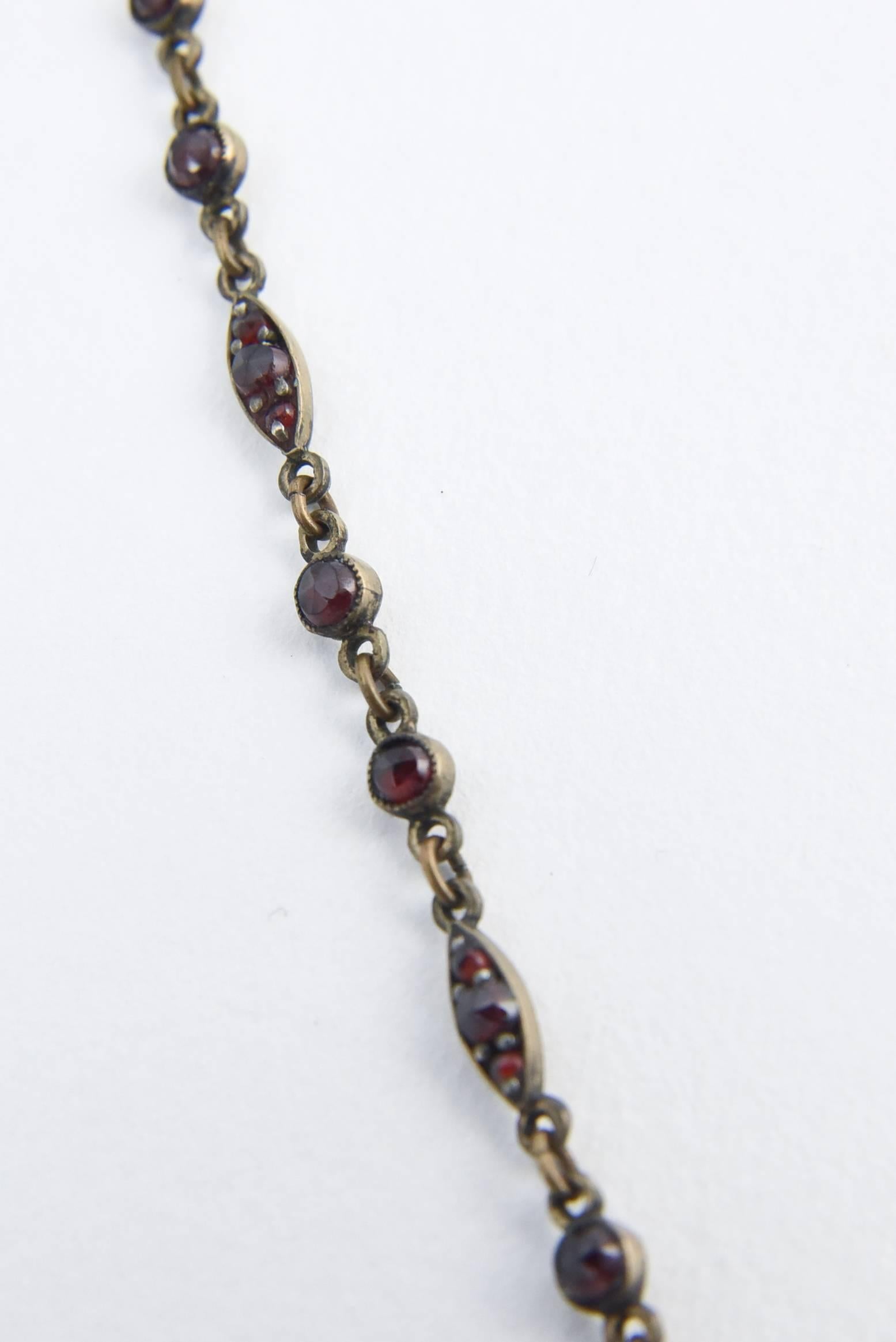 Women's Victorian Bohemian Garnet Drop Necklace