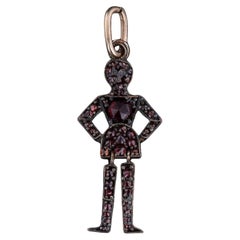 Antique Victorian Bohemian Garnet Person Charm
