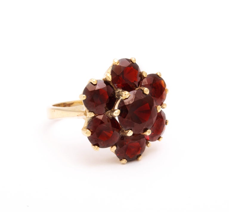 The luscious red of this garnet ring is symbolic of passion and romance. Passion, romance, inner fire, friendship and love are all symbolic of garnets and Victorians were acutely aware of the symbolic connection. The ring has beautiful beaded prongs