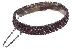 Victorian Bohemian Rose Cut Red Garnet Hinge Bracelet