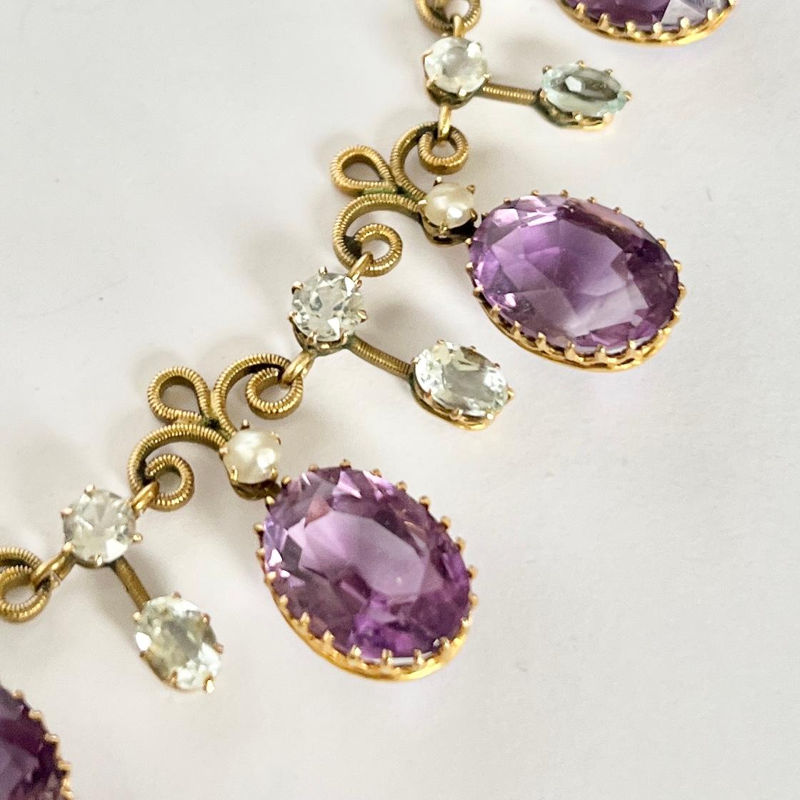 Oval Cut Victorian Boodles & Dunthorne Amethyst and 9 Carat Yellow Gold For Sale