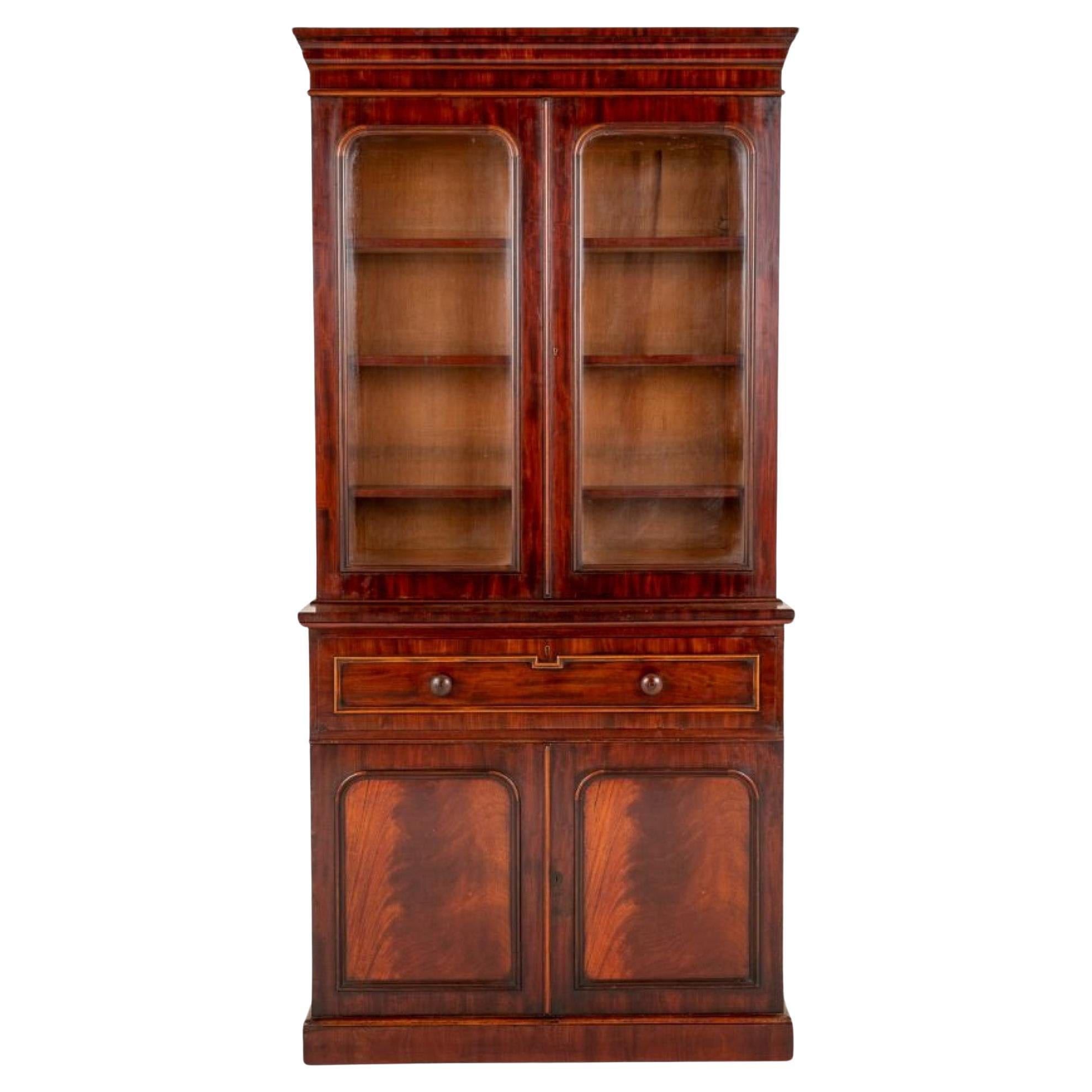 Victorian Bookcase Antique Mahogany Glazed Front 1860
