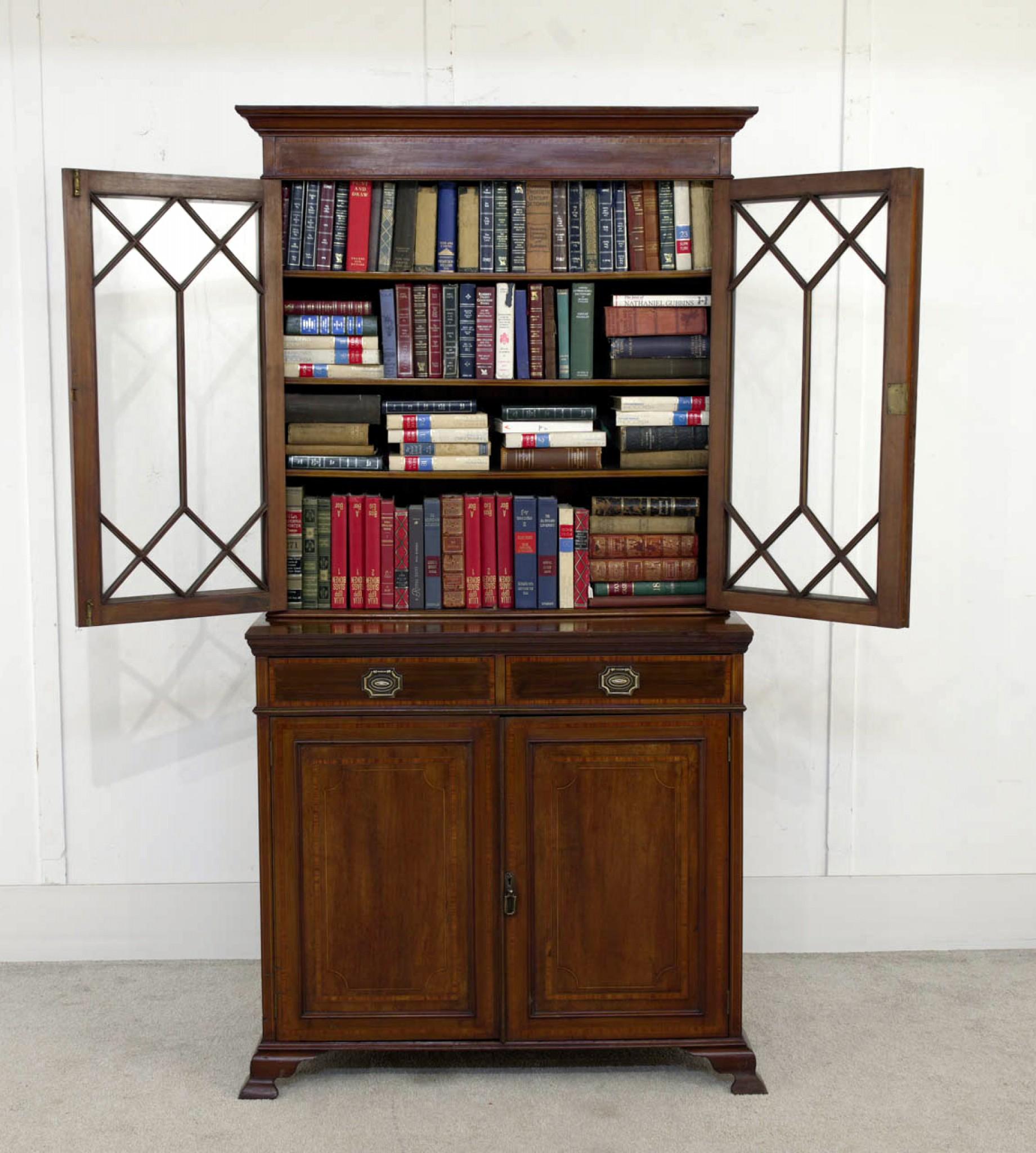 Victorian Bookcase Glazed Library Cabinet 1890 In Good Condition In Potters Bar, GB