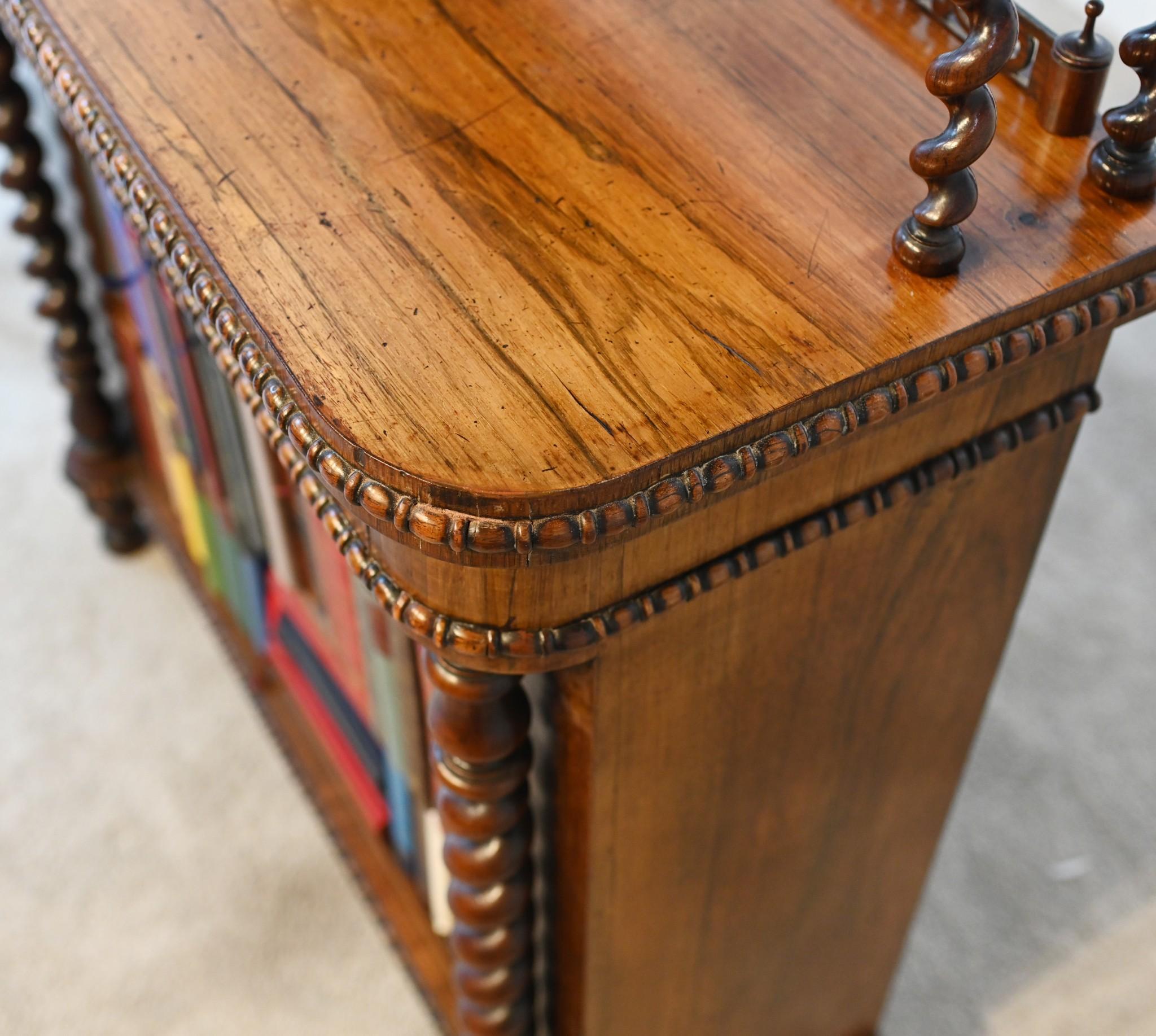 Victorian Bookcase Mahogany Carved 1880 Barley Twist 3