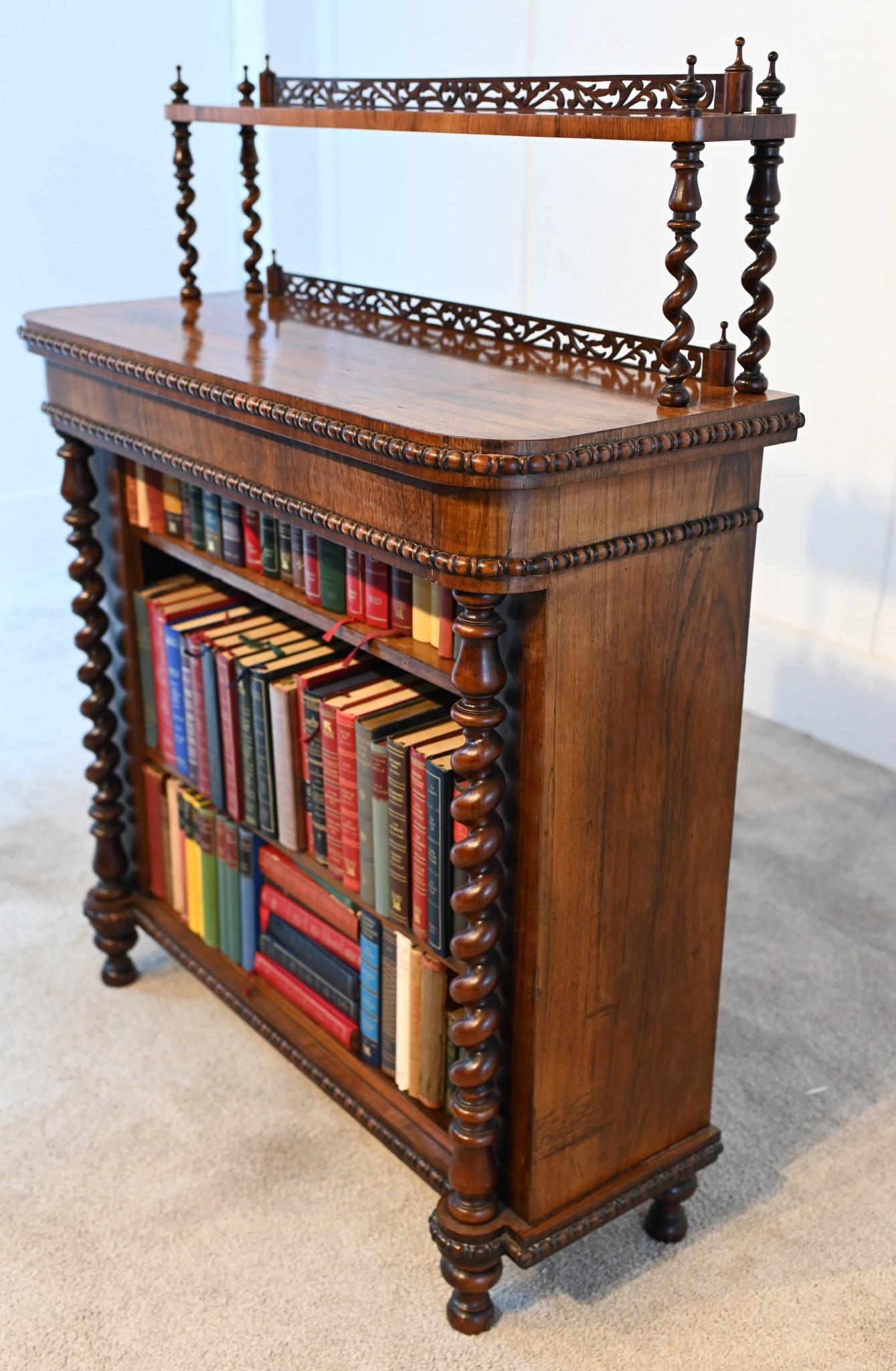 Victorian Bookcase Mahogany Carved 1880 Barley Twist 4