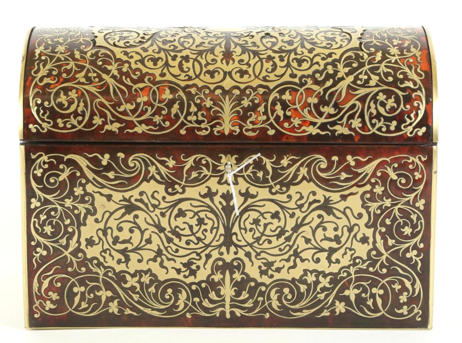 English Victorian Boulle Dome-top Letter Box For Sale