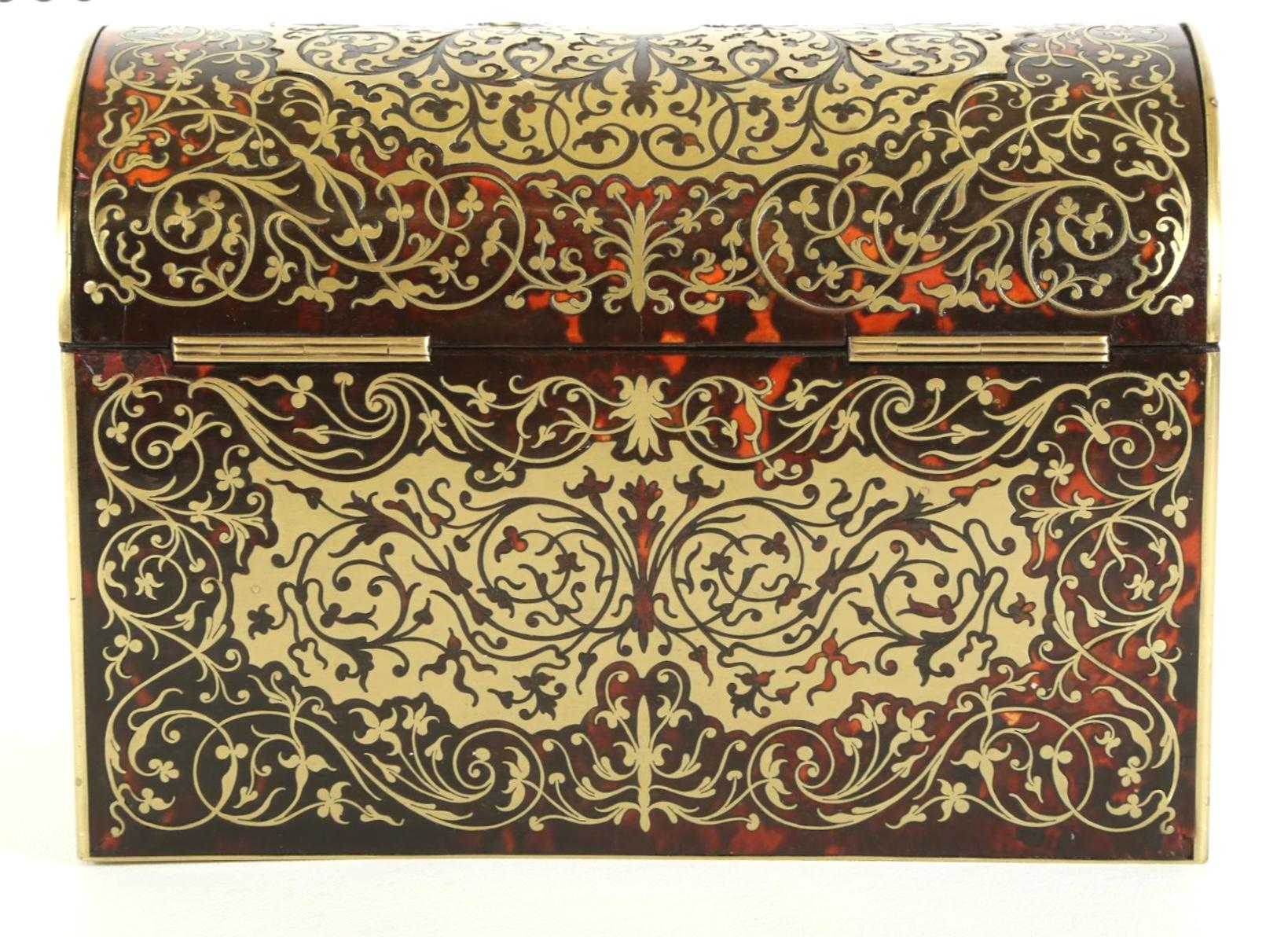 Victorian Boulle Dome-top Letter Box In Good Condition For Sale In Bradenton, FL