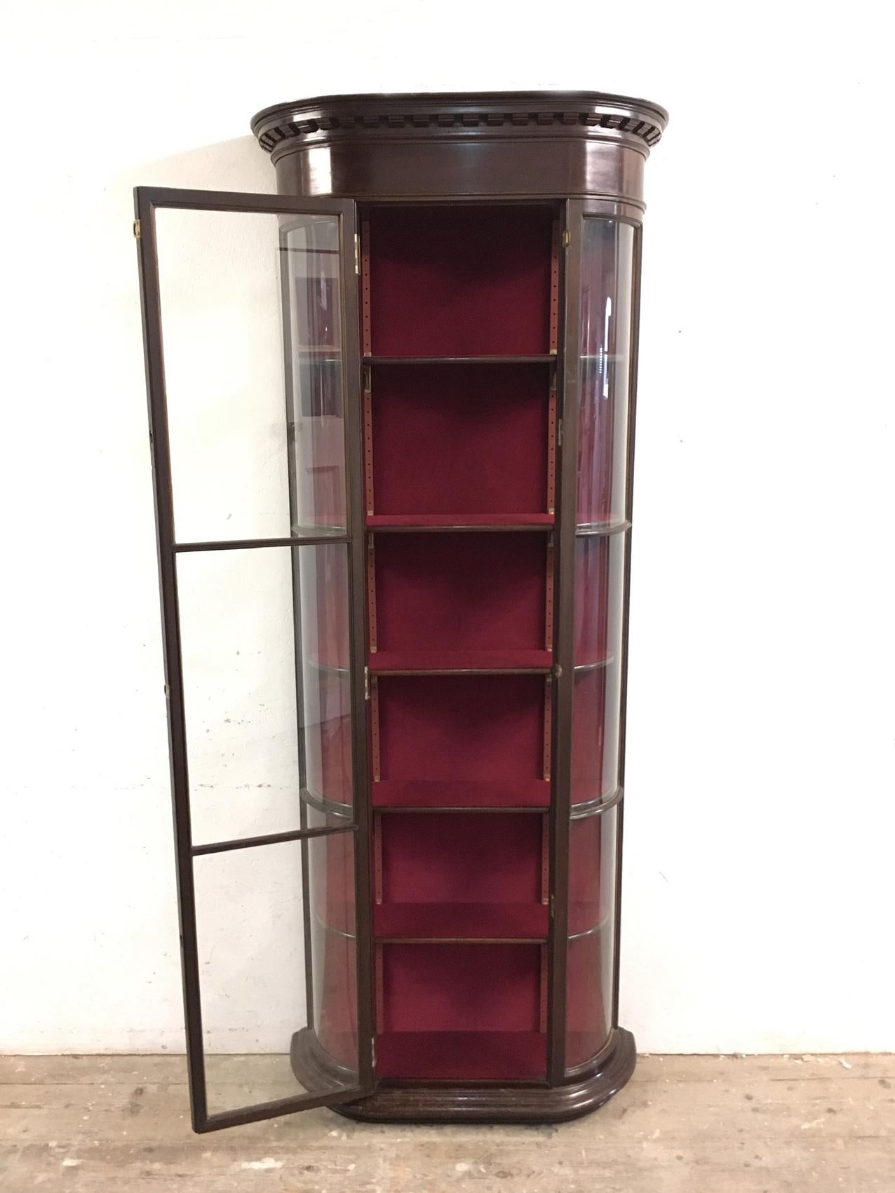Late 19th Century Victorian Bow Fronted Mahogany Shop Display Cabinet