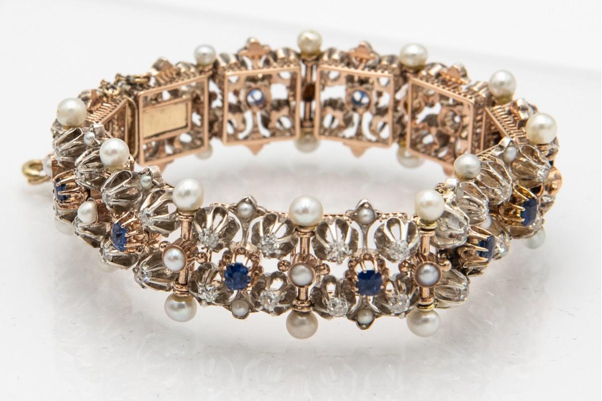 Victorian bracelet with diamonds, sapphires and pearls, early 20th century. 3