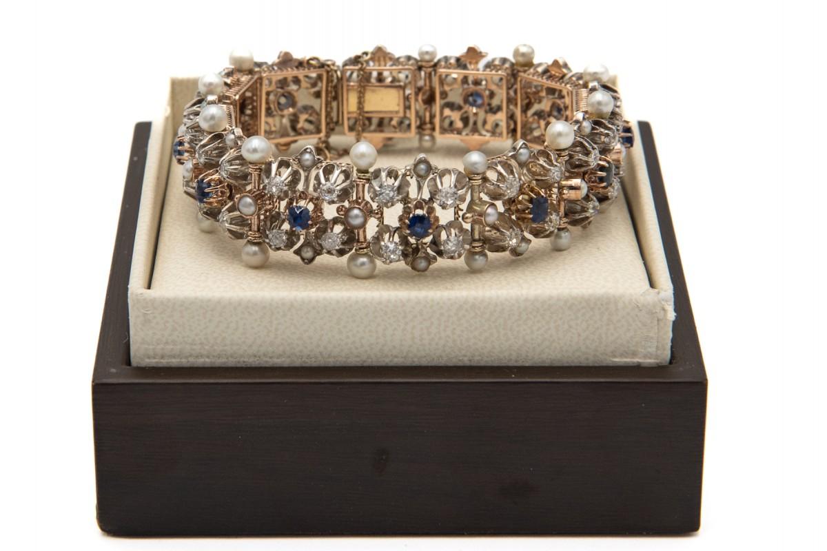 Victorian bracelet with diamonds, sapphires and pearls, early 20th century. 4