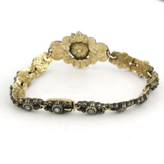 Armband im viktorianischen Stil mit Diamanten im Rosenschliff bis zu 0,50 ct, aus 14-karätigem Gold und Silber