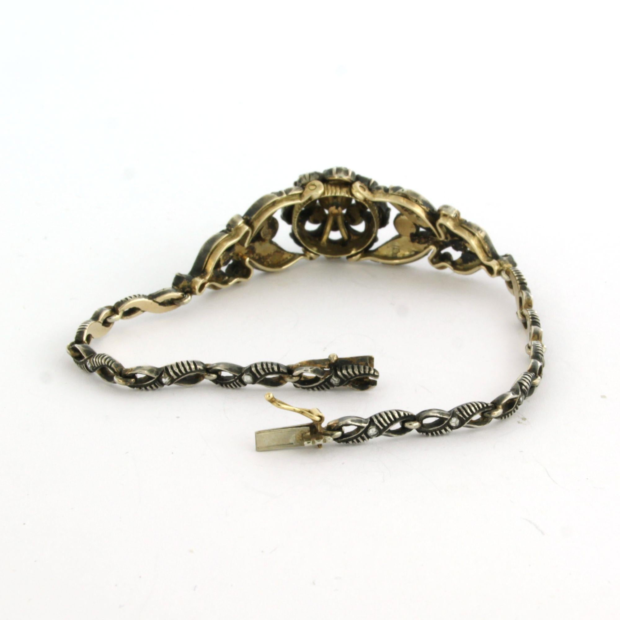 Taille rose Bracelet victorien avec diamants taillés en rose jusqu'à 1,00ct 14k or et argent en vente