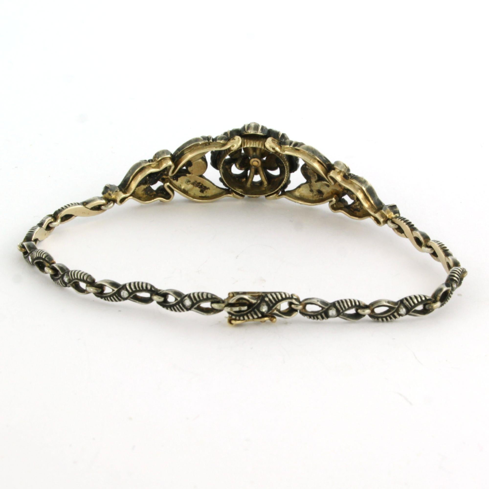 Bracelet victorien avec diamants taillés en rose jusqu'à 1,00ct 14k or et argent Pour femmes en vente