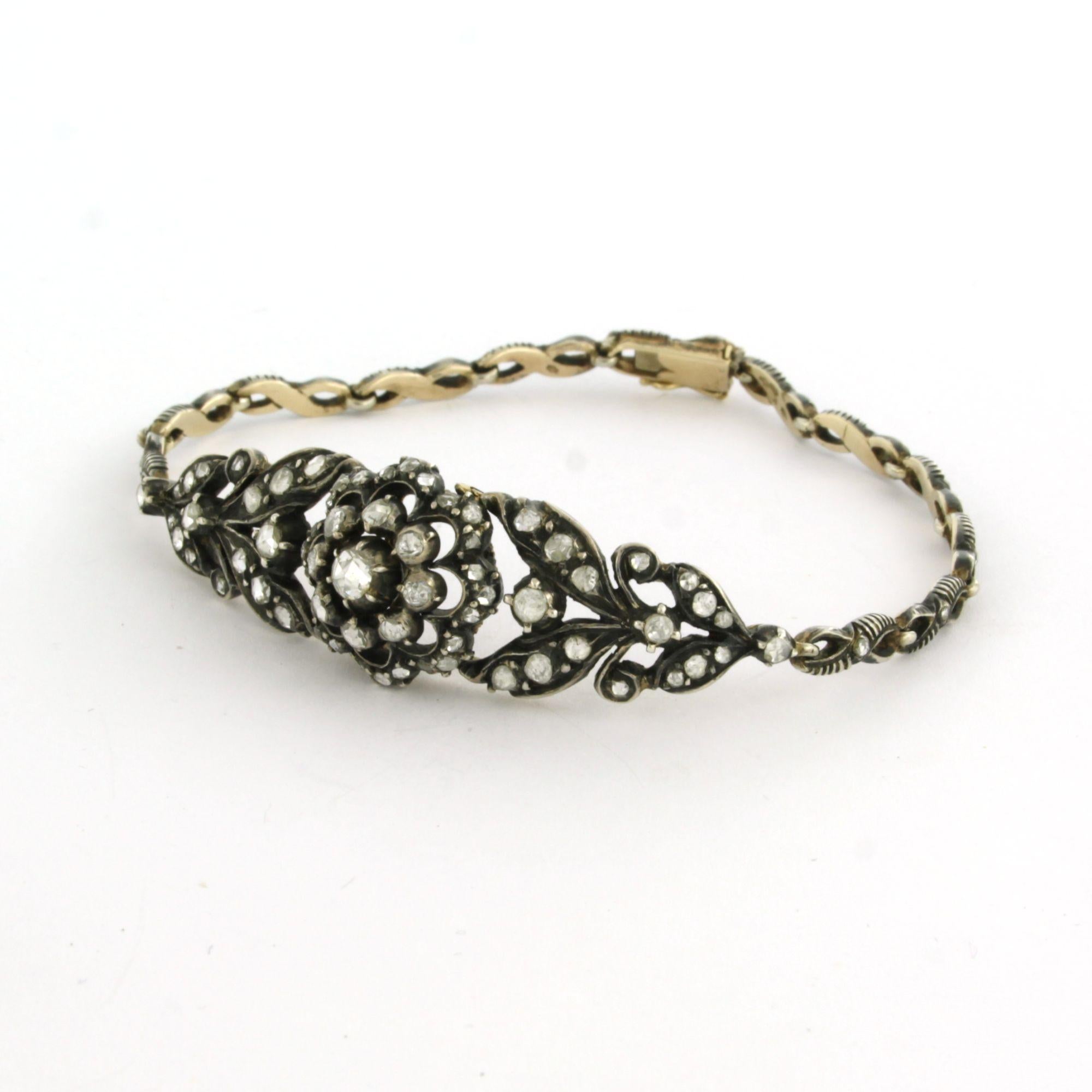 Bracelet victorien avec diamants taillés en rose jusqu'à 1,00ct 14k or et argent en vente 1