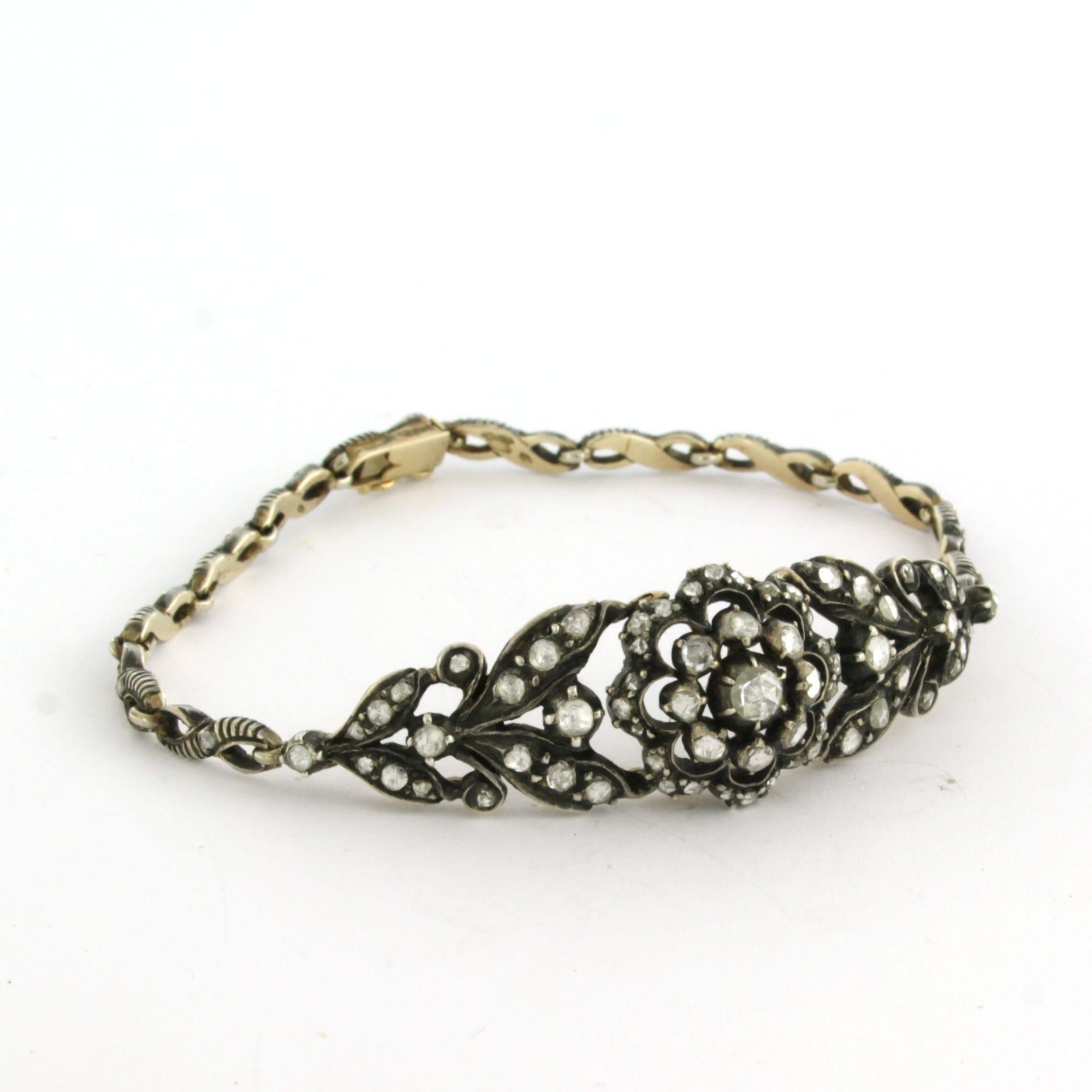 Bracelet victorien avec diamants taillés en rose jusqu'à 1,00ct 14k or et argent en vente 2