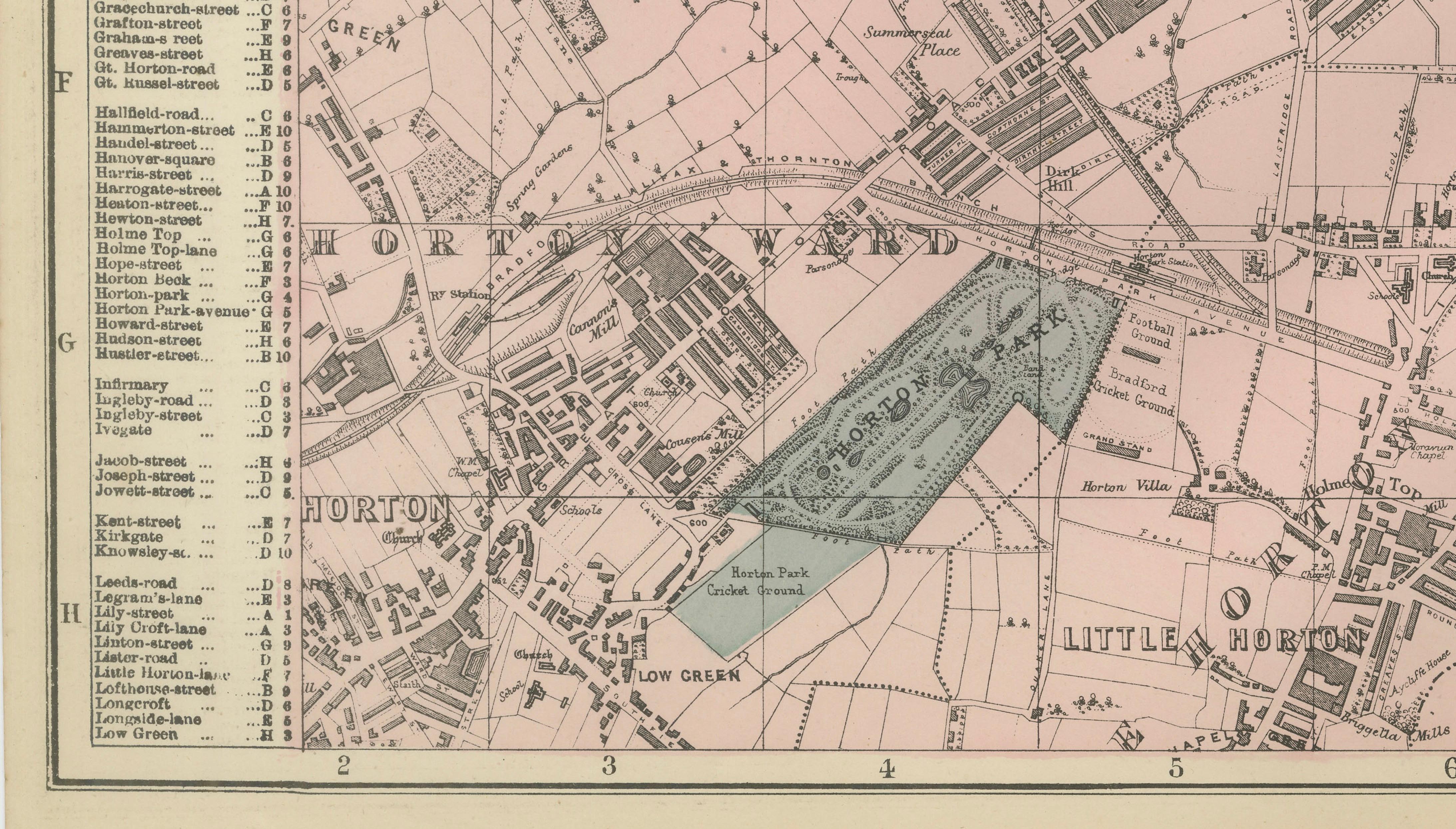 Victorian Bradford Street Plan Map – Edward Weller 1885, Wool Capital