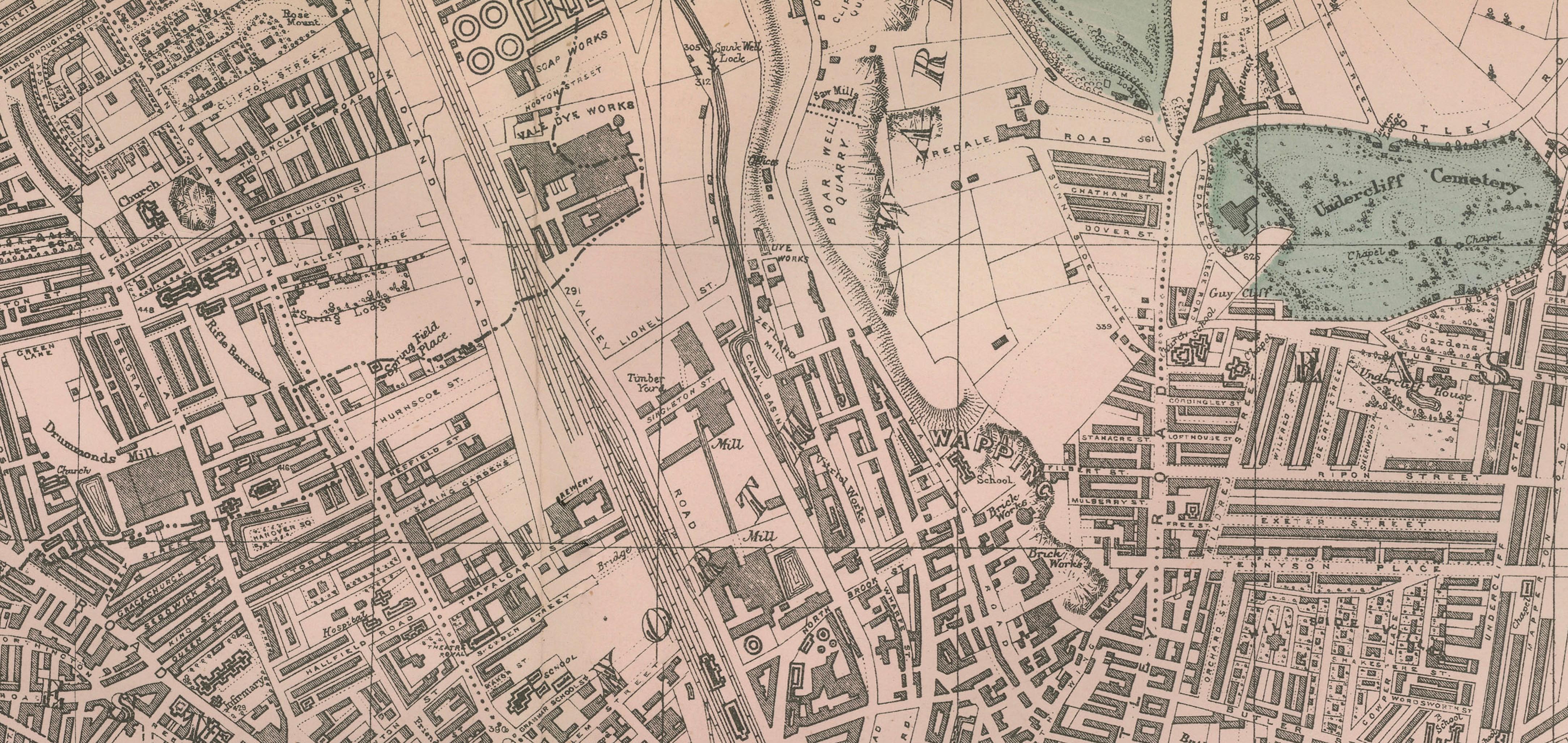 Victorian Bradford Street Plan Map – Edward Weller 1885, Wool Capital