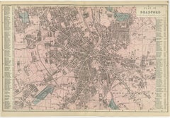 Victorian Bradford Street Plan Map – Edward Weller 1885, Wool Capital