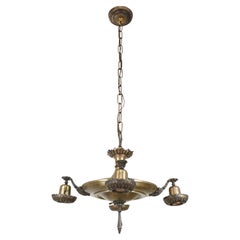 Victorian Brass 4 Exposed Bulbs Pan Chandelier