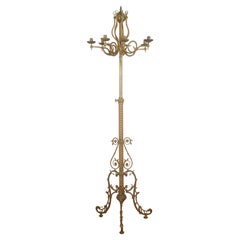 Victorian Brass 7 Arm Floor Candelabra