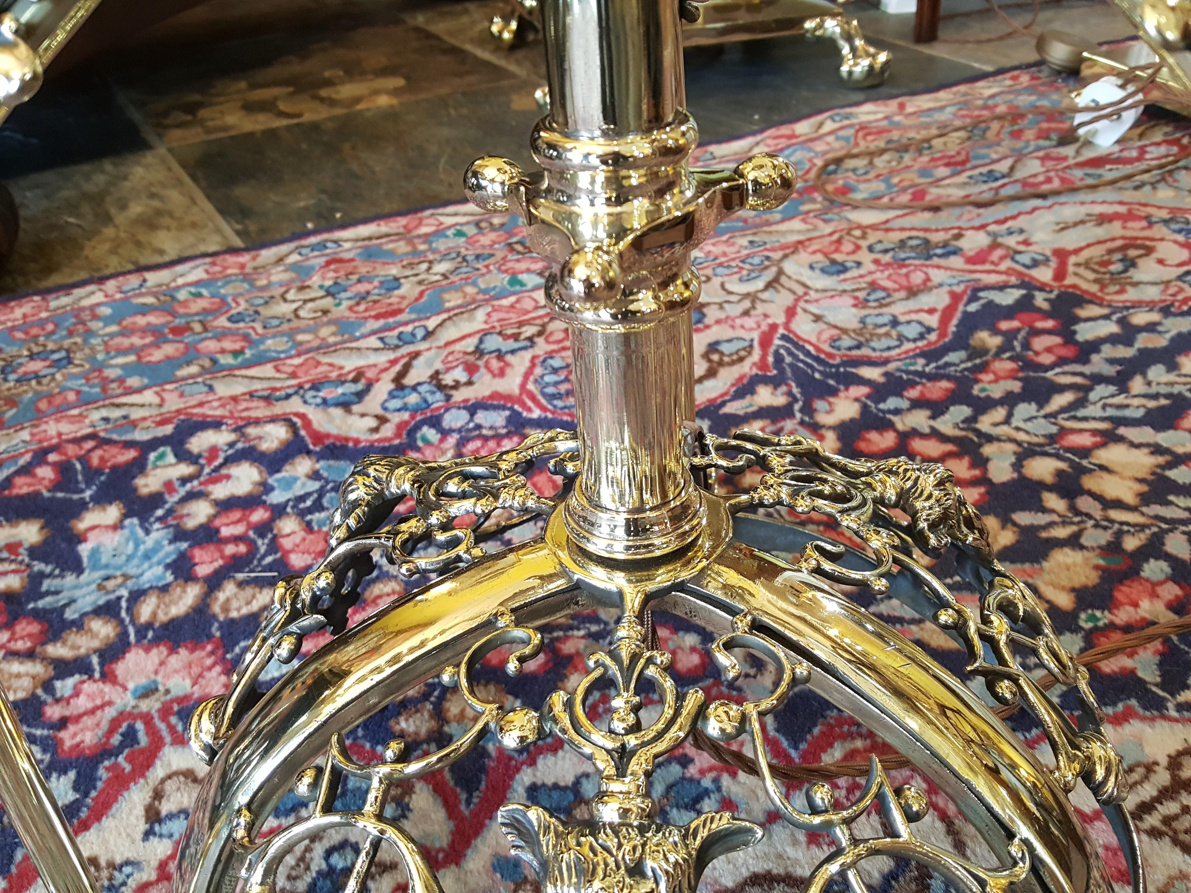 Baroque Revival Victorian Brass Adjustable Standard Lamp