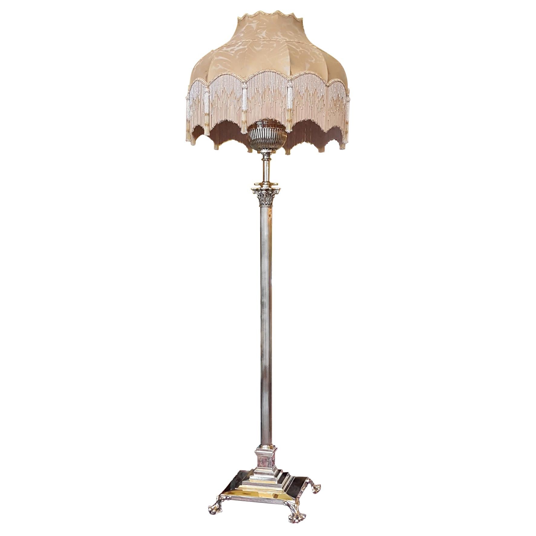 Victorian Brass Adjustable Standard Lamp For Sale