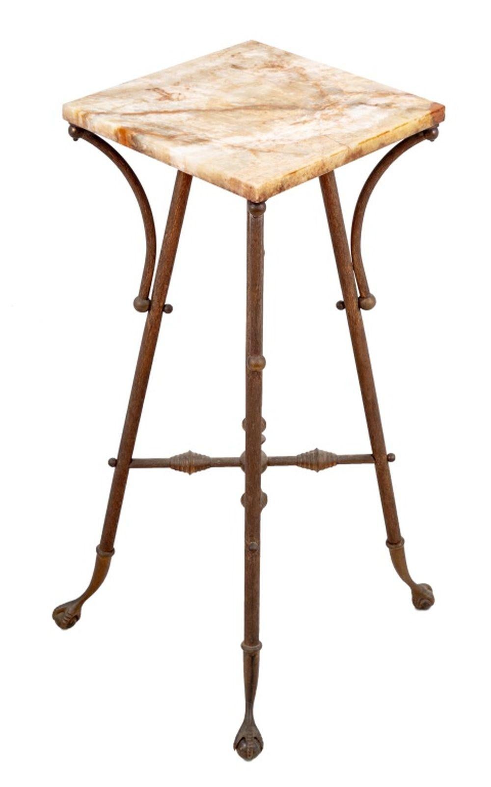 Victorian Brass and Alabaster Pedestal Table In Good Condition For Sale In Astoria, NY