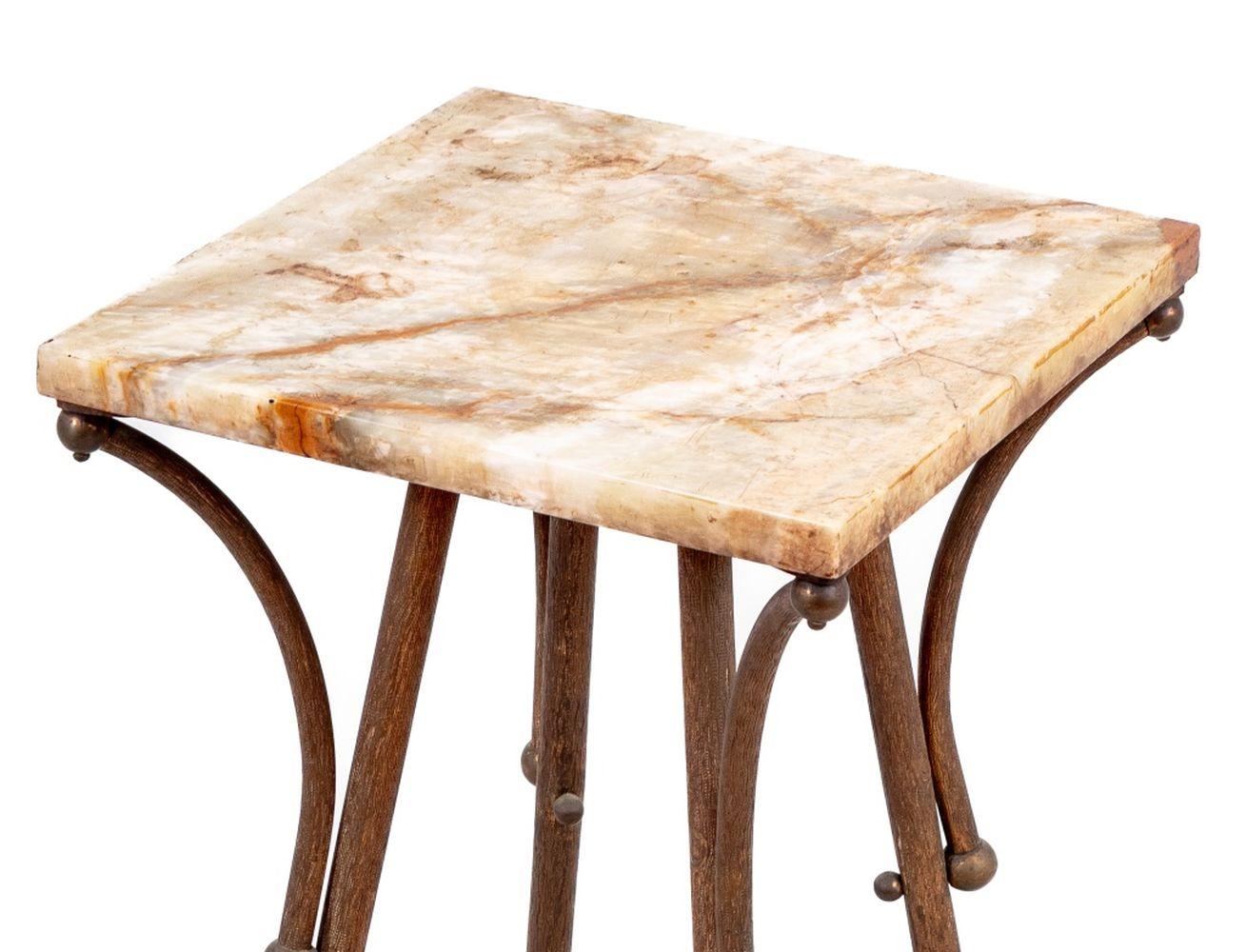 19th Century Victorian Brass and Alabaster Pedestal Table For Sale