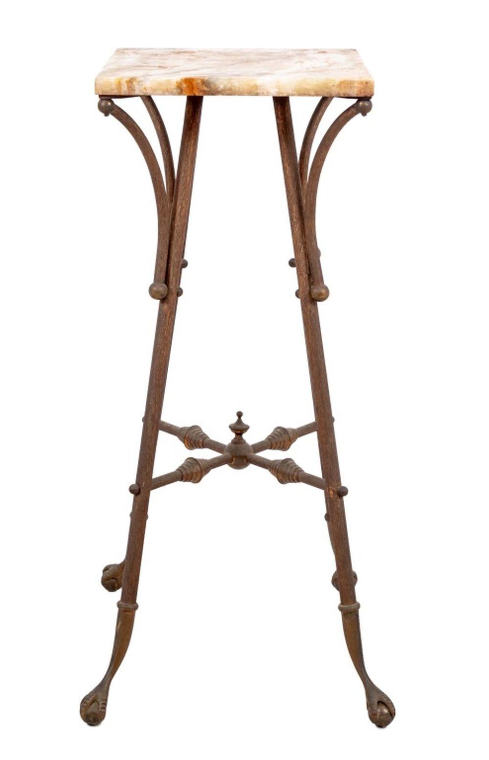 Victorian Brass and Alabaster Pedestal Table For Sale 1
