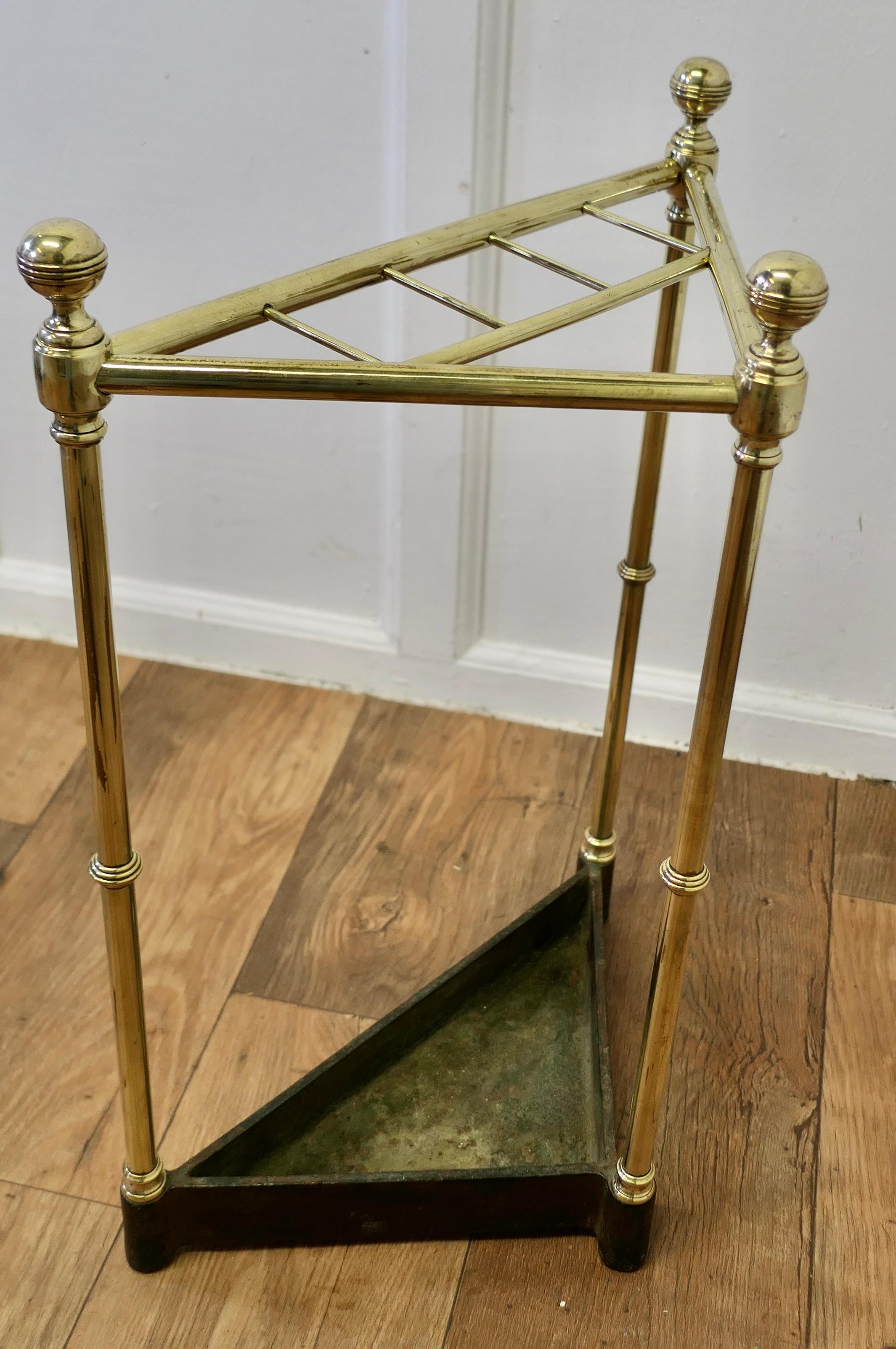 Victorian Brass and Cast Iron Corner Stick or Umbrella Stand    For Sale 1