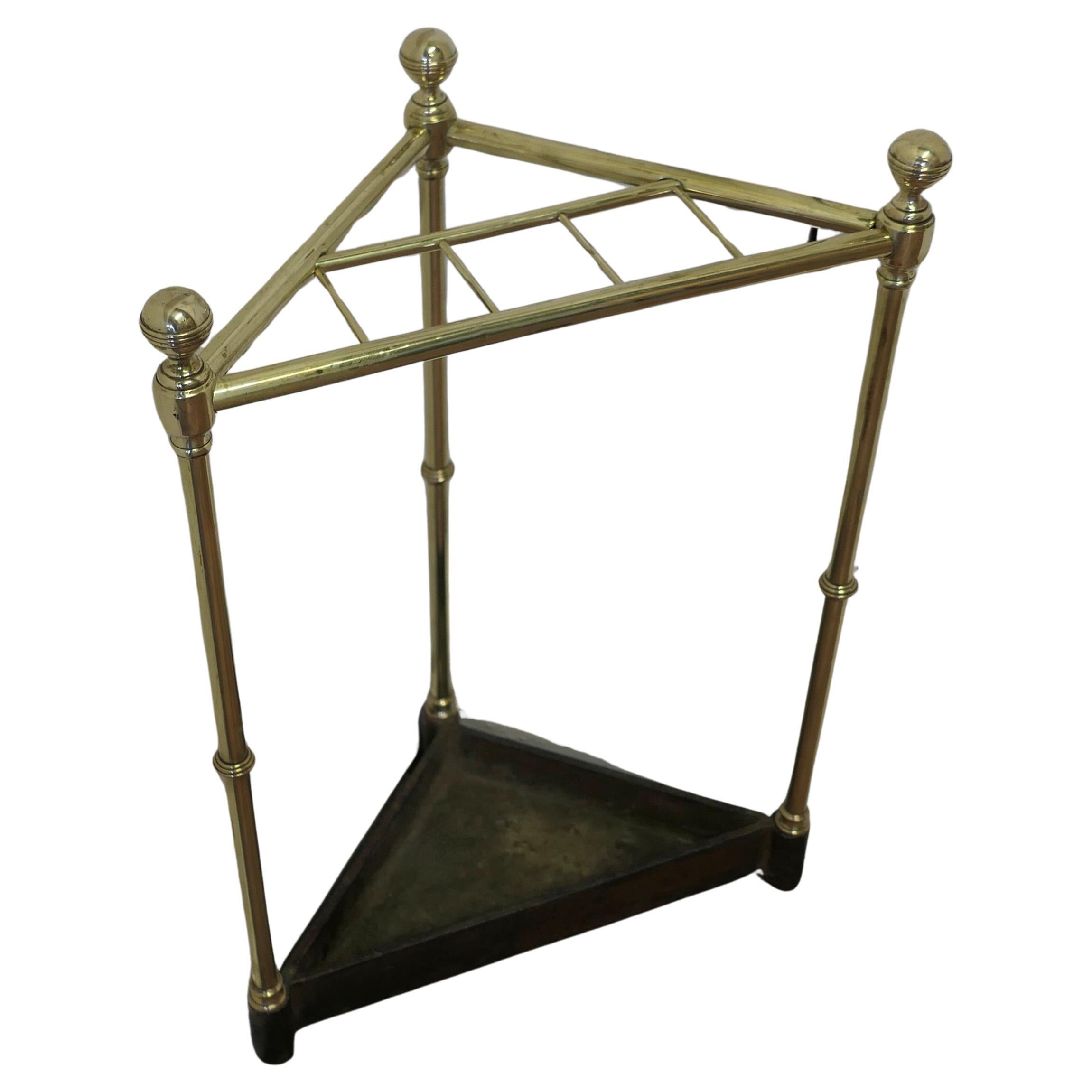 Victorian Brass and Cast Iron Corner Stick or Umbrella Stand    For Sale