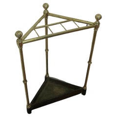 Antique Victorian Brass and Cast Iron Corner Stick or Umbrella Stand   