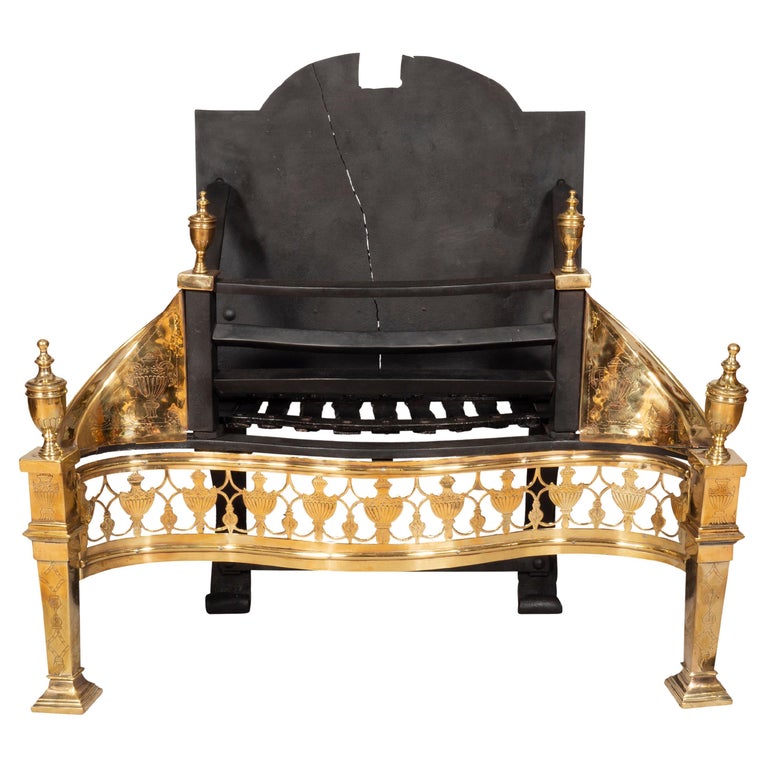 Victorian Brass And Cast Iron Fireplace Grate For Sale at 1stDibs