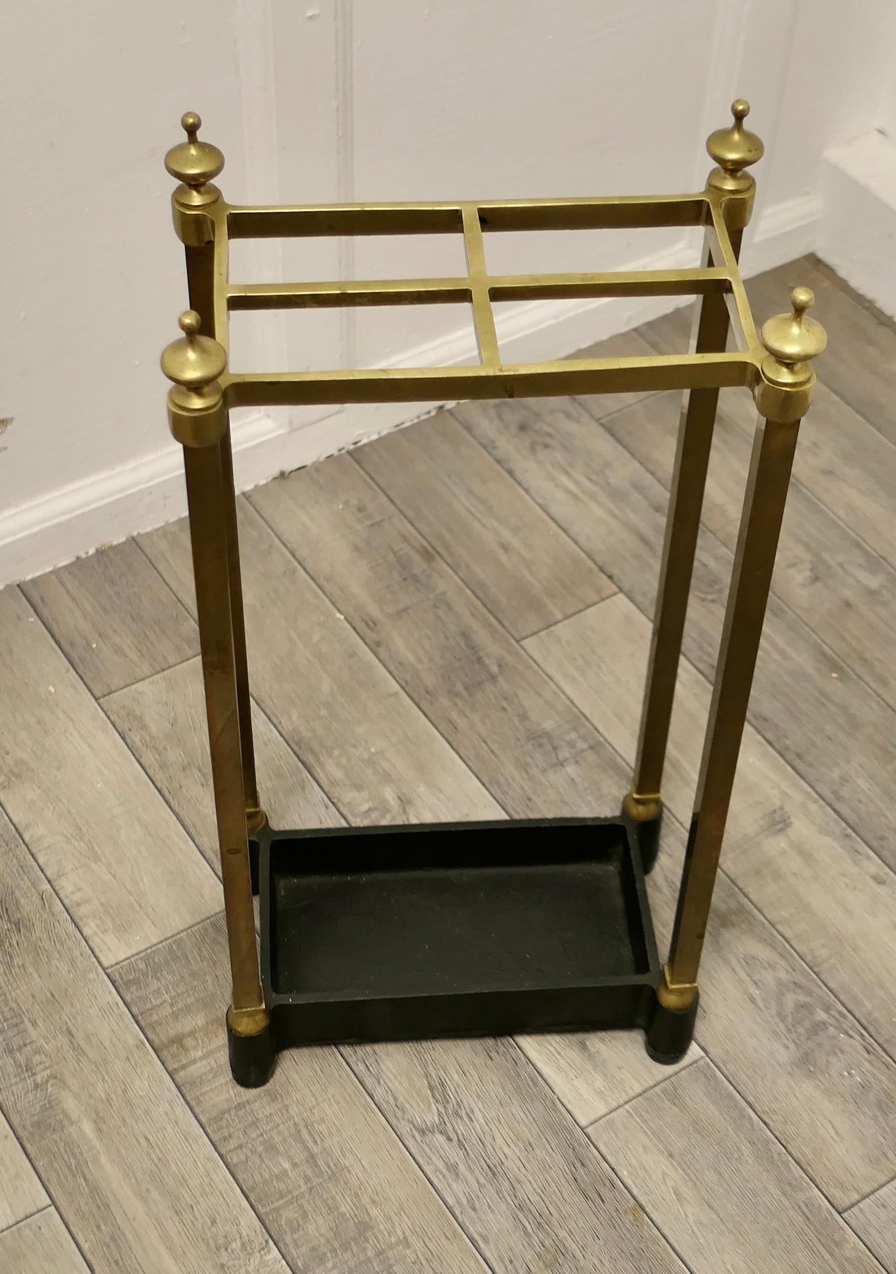 Late 19th Century Victorian Brass and Cast Iron Umbrella Stand or Stick Stand  For Sale