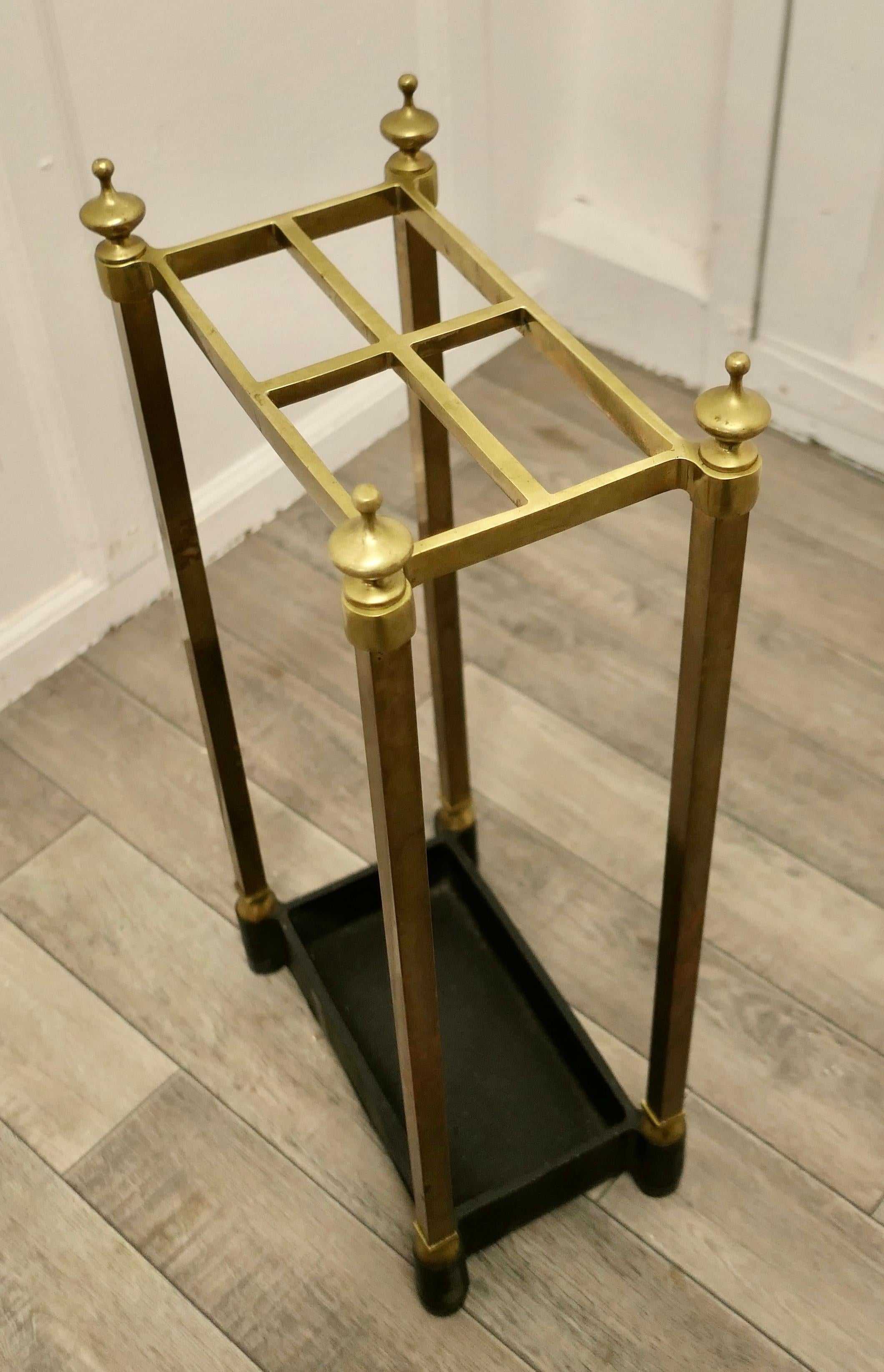 Victorian Brass and Cast Iron Umbrella Stand or Stick Stand  For Sale 1