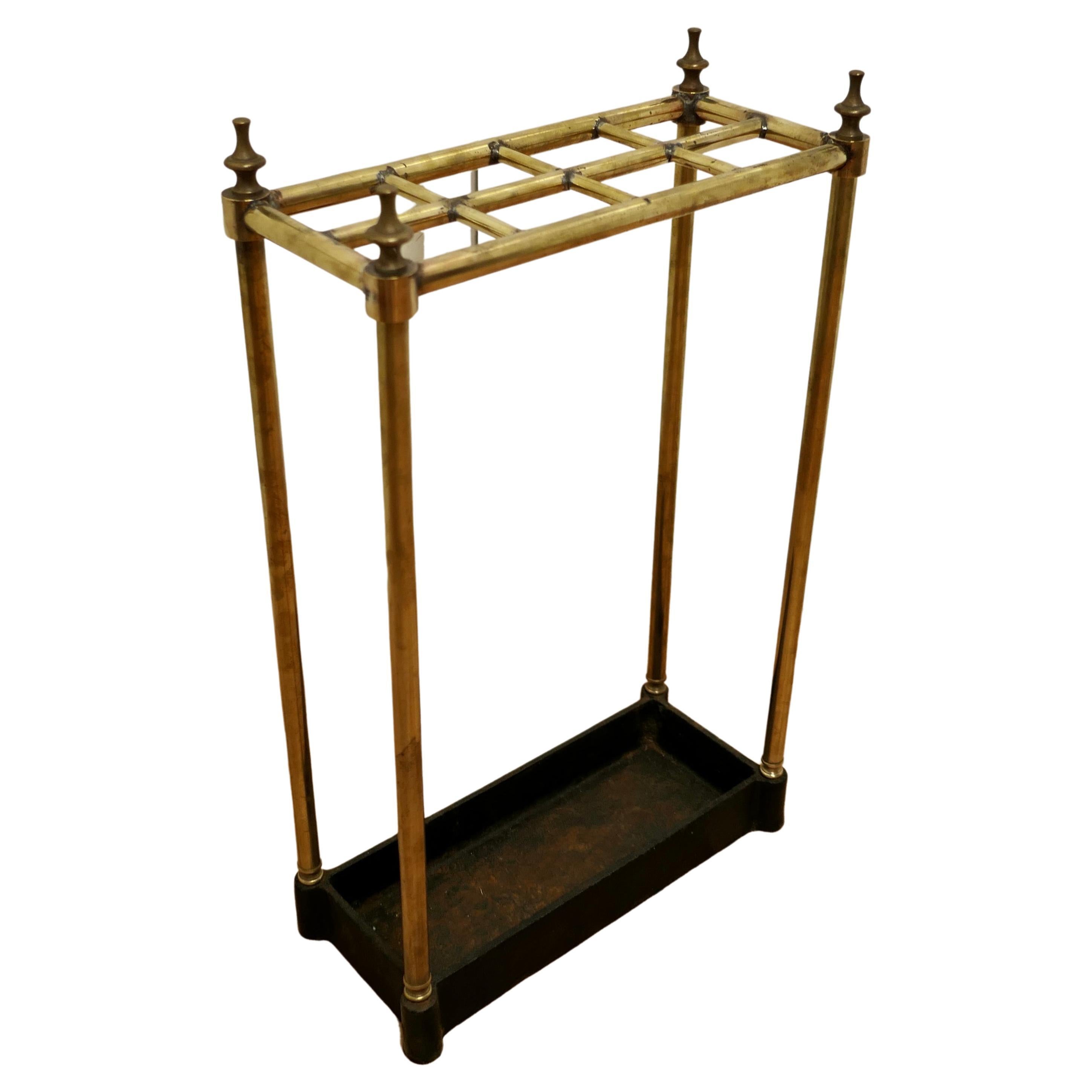 MidCentury Brass and Iron Cane or Umbrella Stand at 1stDibs