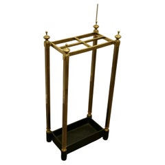 Antique Victorian Brass and Cast Iron Umbrella Stand or Stick Stand 