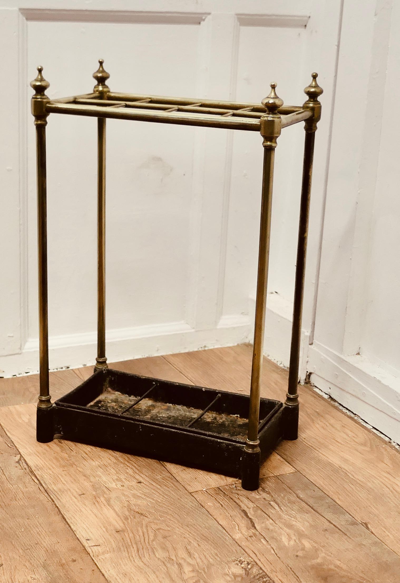 Late 19th Century Victorian Brass and Cast Iron Walking Stick Stand or Umbrella Stand   For Sale