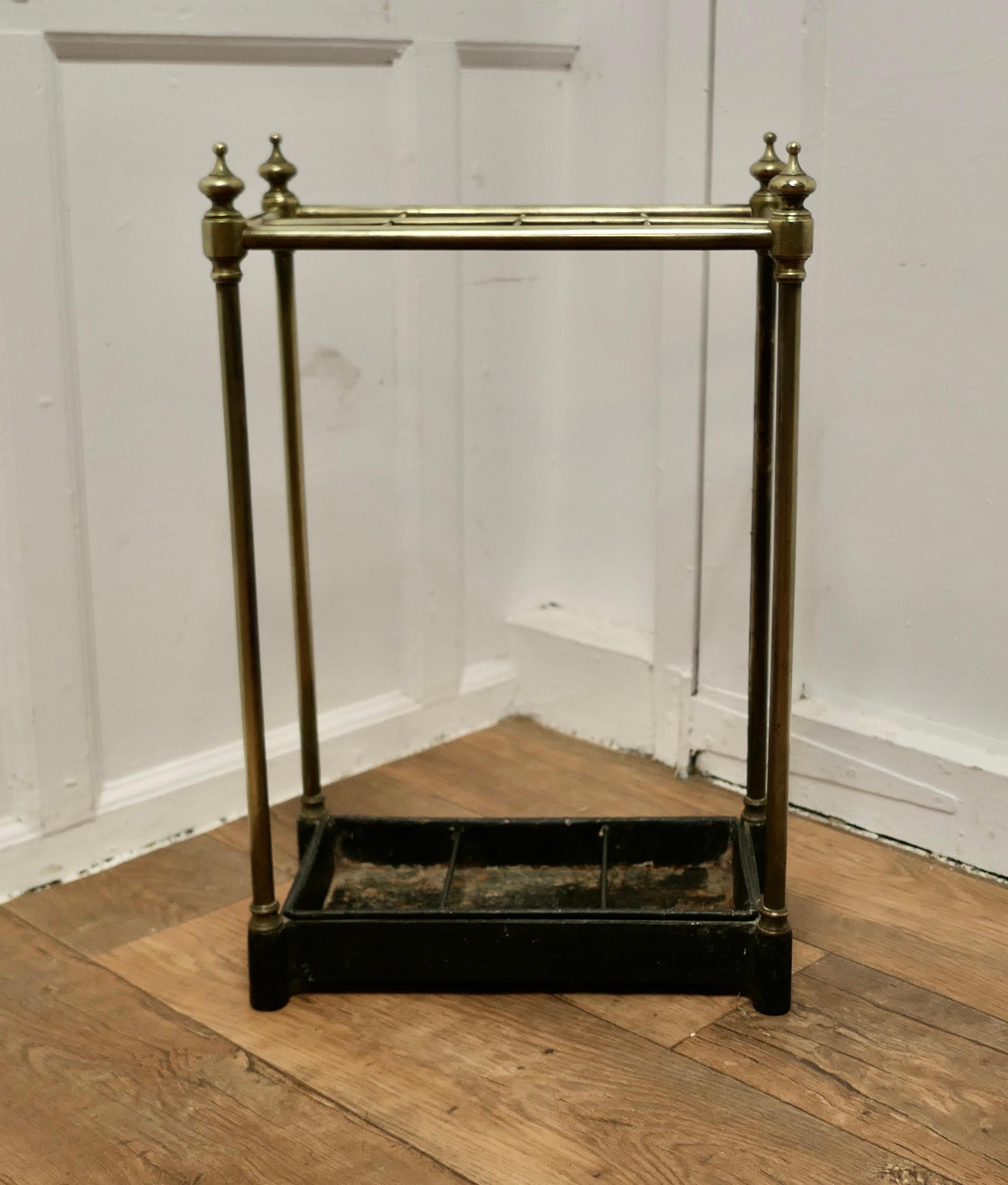 Victorian Brass and Cast Iron Walking Stick Stand or Umbrella Stand   For Sale 1