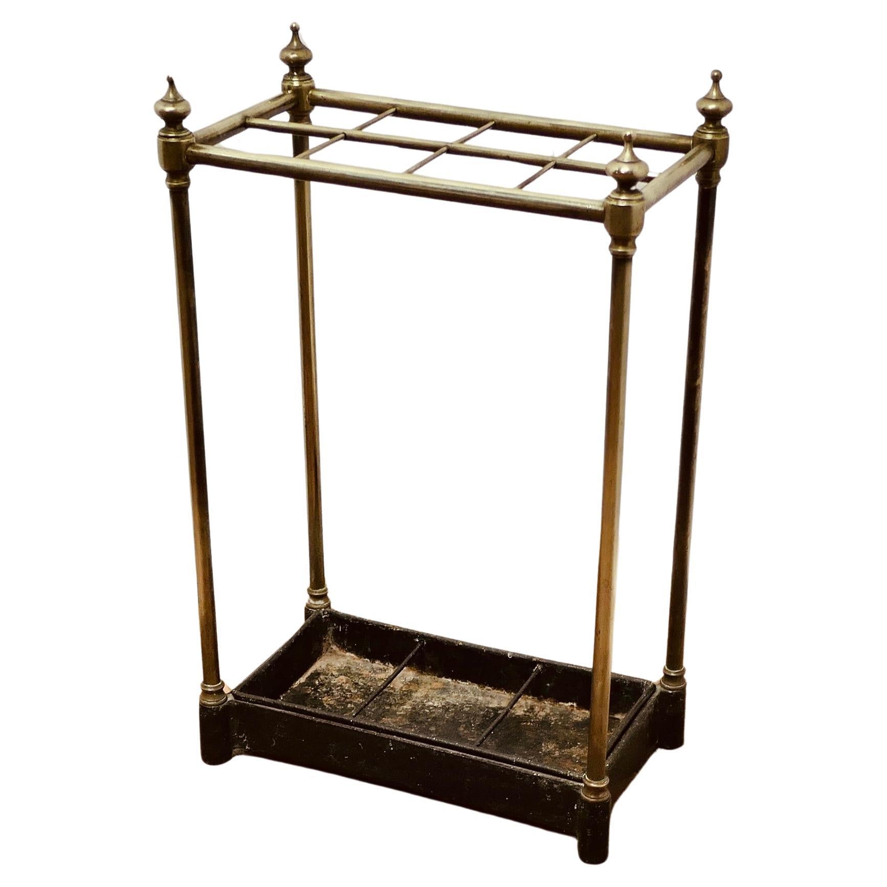 Victorian Brass and Cast Iron Walking Stick Stand or Umbrella Stand  