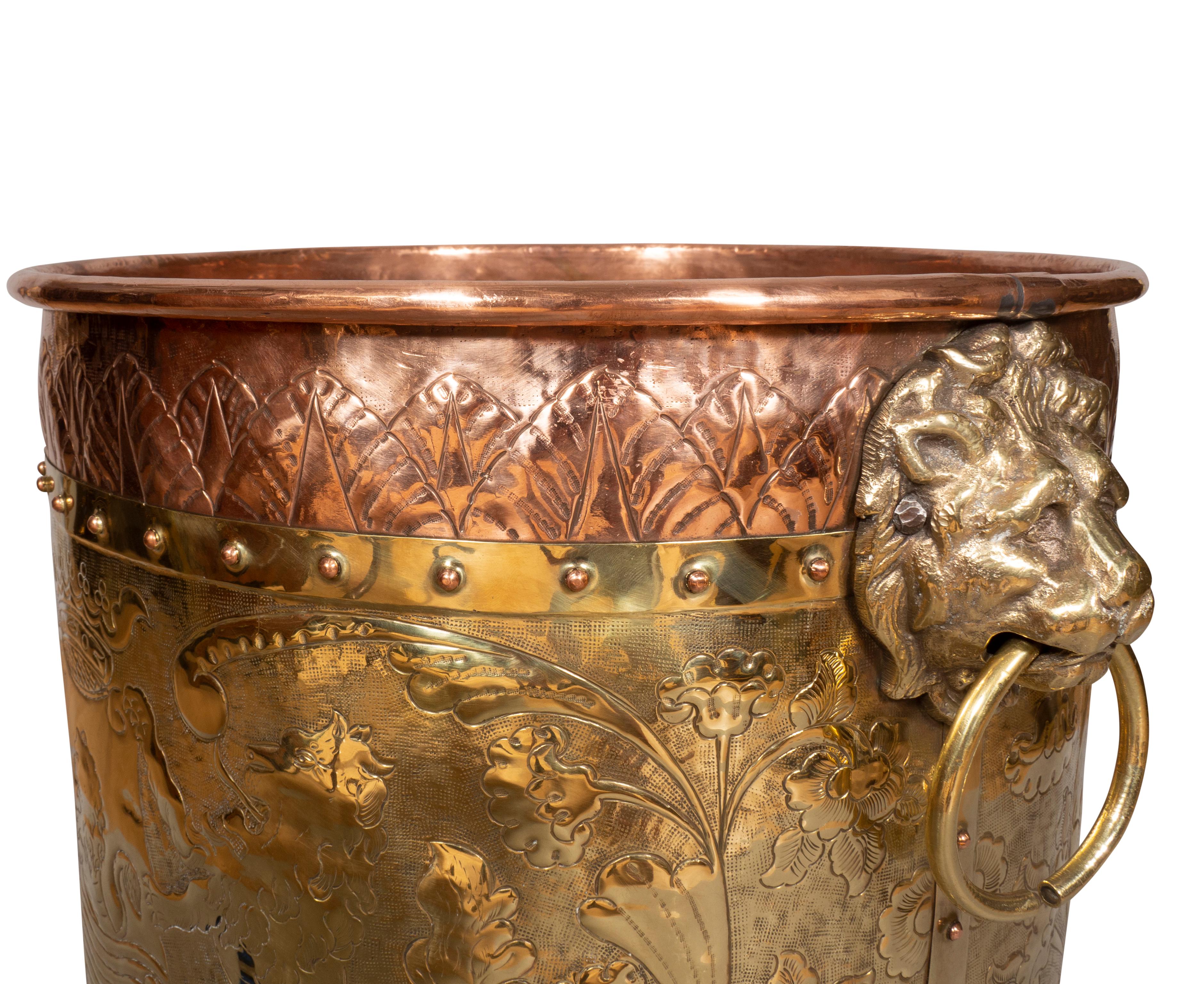 Victorian Brass and Copper Kindling Bucket 3