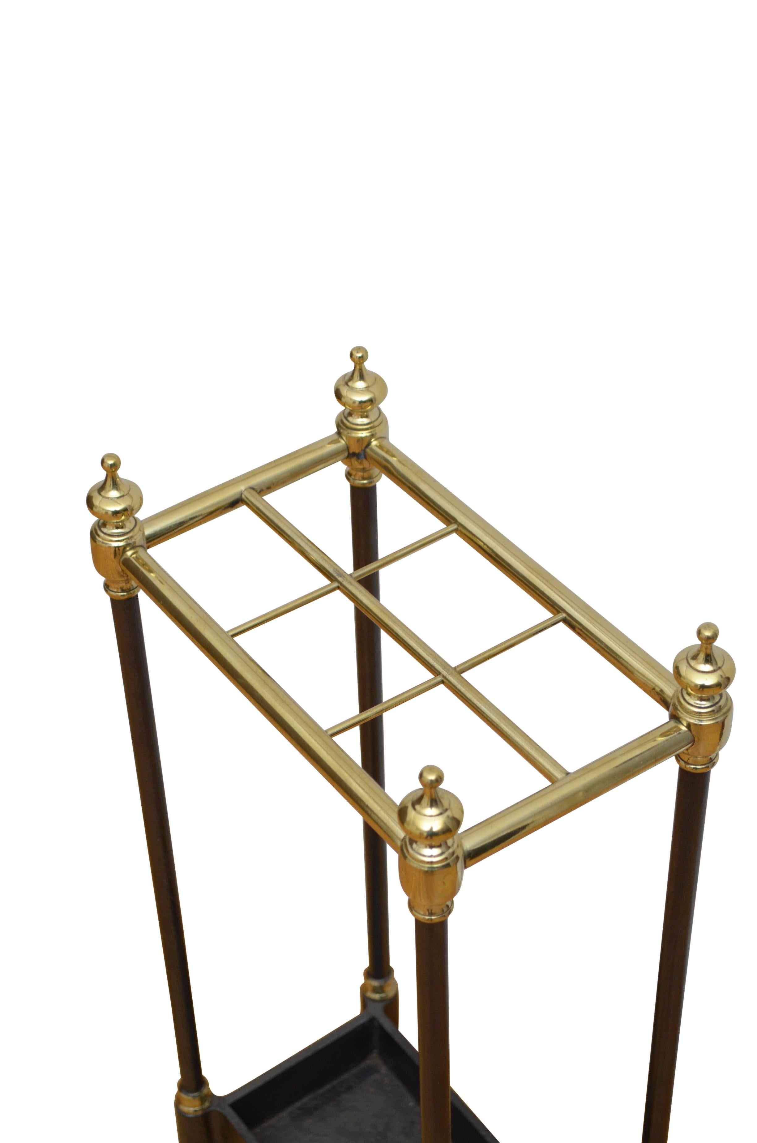 English Victorian Brass and Ebonised Umbrella Stand