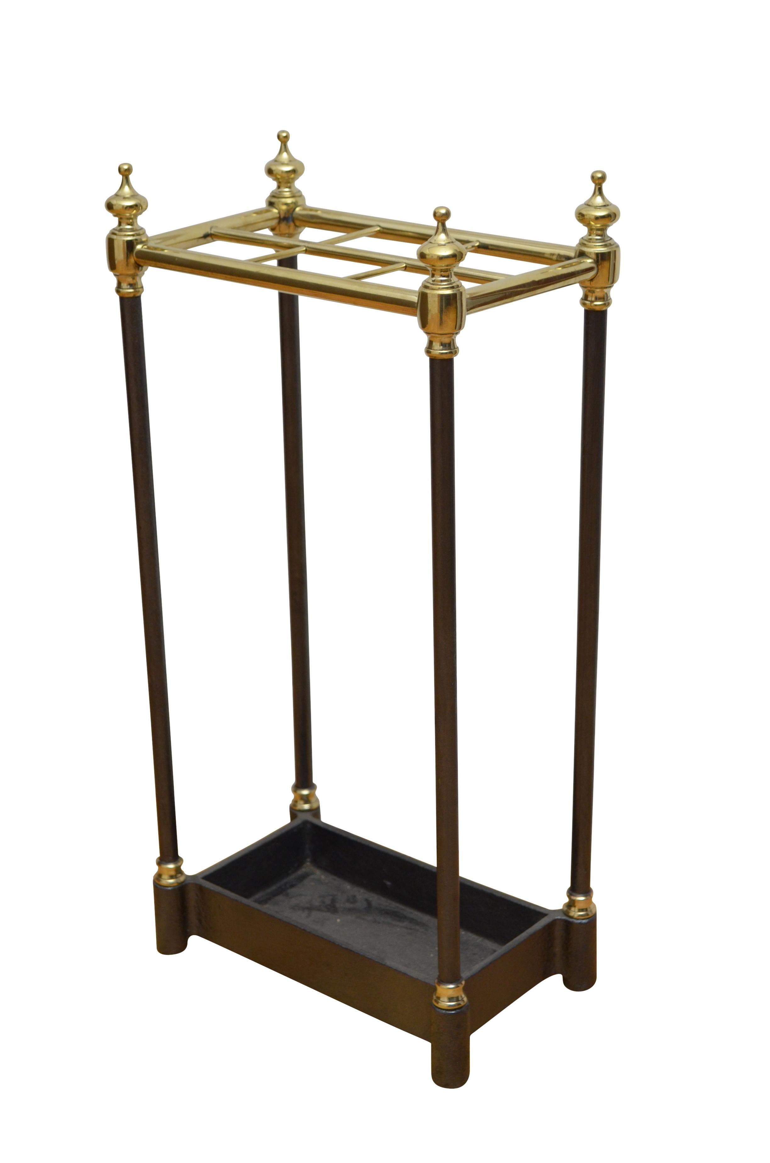 Victorian Brass and Ebonised Umbrella Stand 1