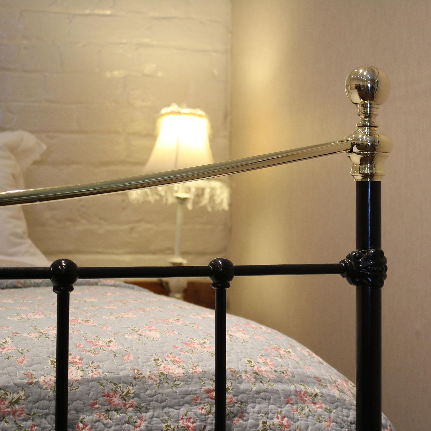 19th Century Victorian Brass and Iron Bed in Black, MD66