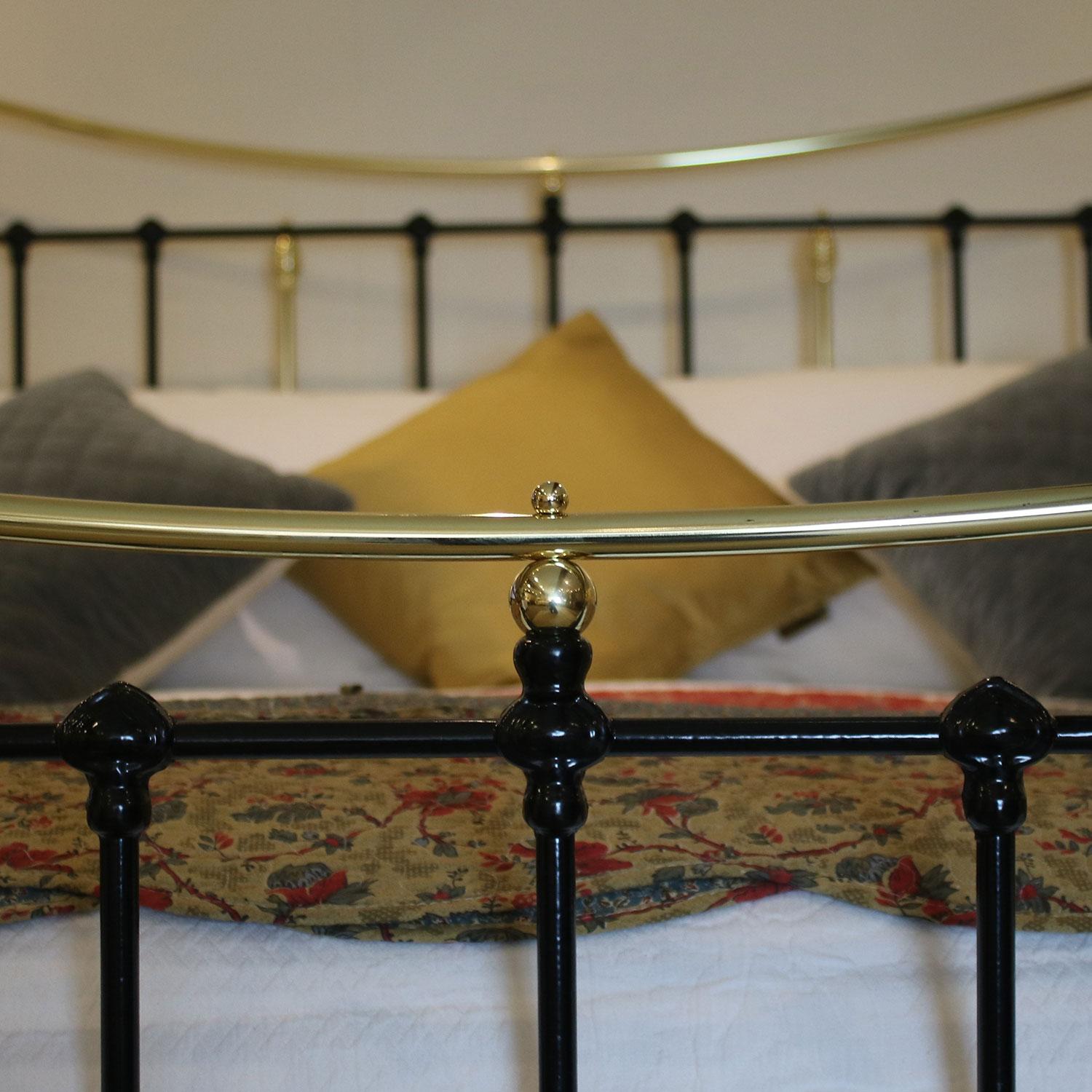 19th Century Victorian Brass and Iron Bed in Black, MK159