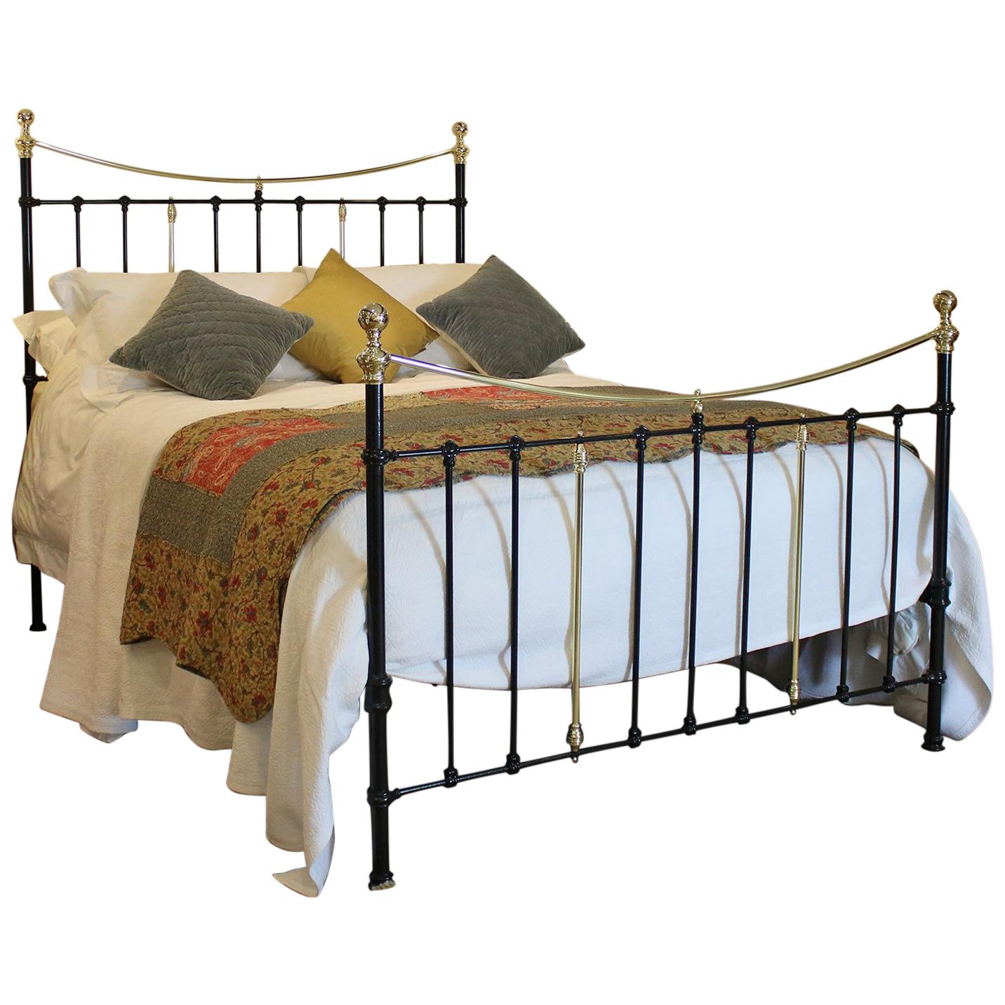 Victorian Brass and Iron Bed in Black, MK159